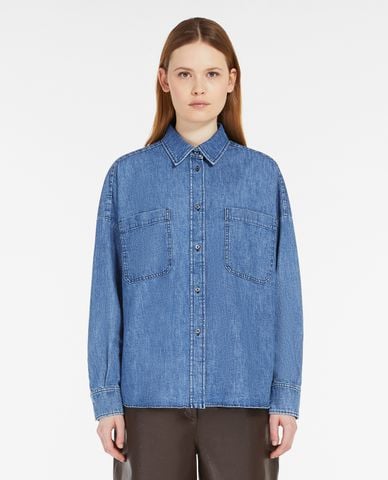  WEEKEND MAX MARA - Áo sơ mi denim cổ bẻ tay dài Landa 