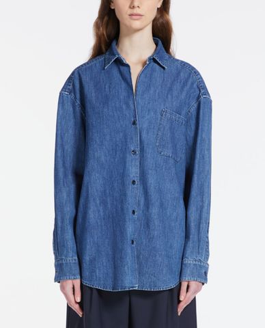  WEEKEND MAX MARA - Áo sơ mi denim nữ tay dài thời trang 