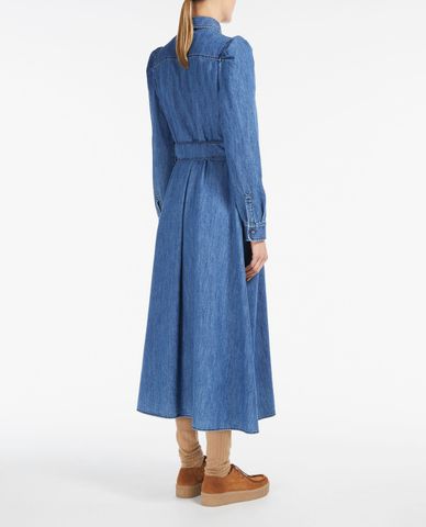  WEEKEND MAX MARA - Đầm midi denim cổ bẻ tay dài thời trang 