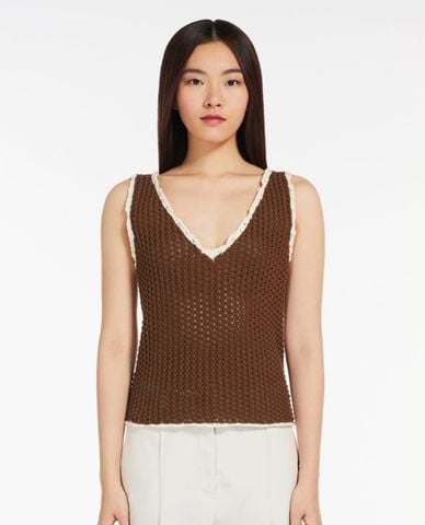  WEEKEND MAX MARA - Áo dệt kim sát nách cổ V Adunco 