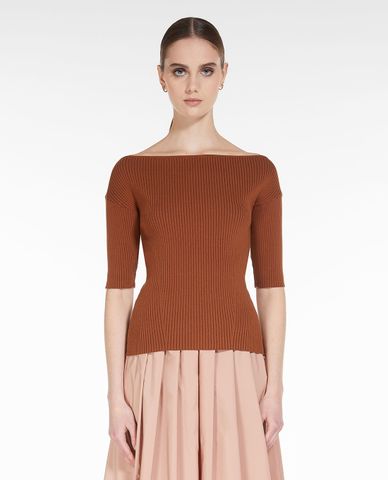  WEEKEND MAX MARA - Áo dệt kim nữ tay ngắn trễ vai Soraia 