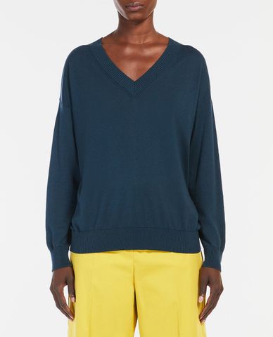  WEEKEND MAX MARA - Áo dệt kim nữ tay dài cổ V hiện đại Martina 