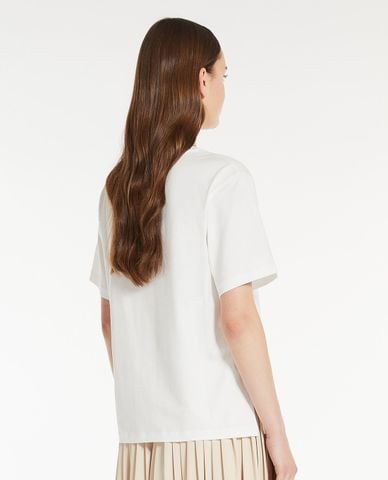  WEEKEND MAX MARA - Áo thun cổ tròn tay ngắn phối hình logo thêu Deodara 