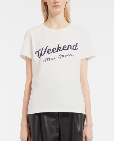  WEEKEND MAX MARA - Áo thun nữ cổ tròn tay ngắn Cacao 