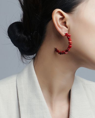  CECI - Khuyên tai nữ nửa vòng tròn xỏ hạt thời trang 