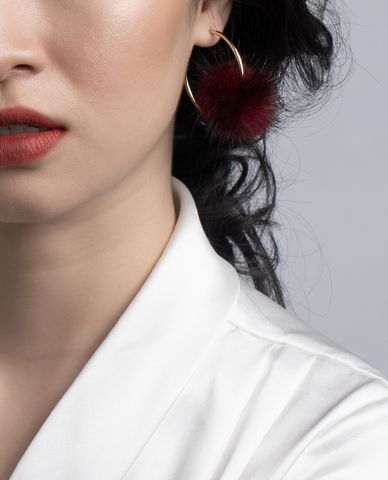  CECI - Khuyên tai nữ khoen tròn dạng hở phối cục bông thời trang 