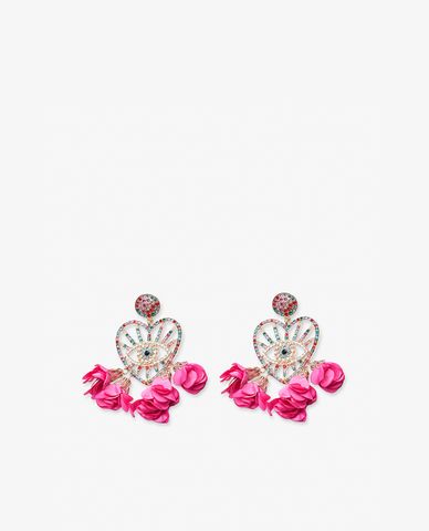  CECI - Khuyên tai nữ hình trái tim đính đá đủ màu nổi bật 