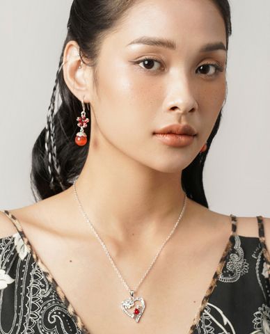  CECI - Khuyên tai nữ dáng thả hình cánh hoa phối hạt ngọc thời trang 