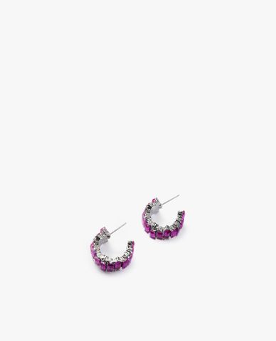  CECI - Khuyên tai nữ dạng hở bản to đính đá chữ nhật sang trọng 