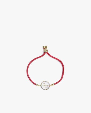  CECI - Vòng đeo tay nữ dây bện phối mặt tròn đính đá 