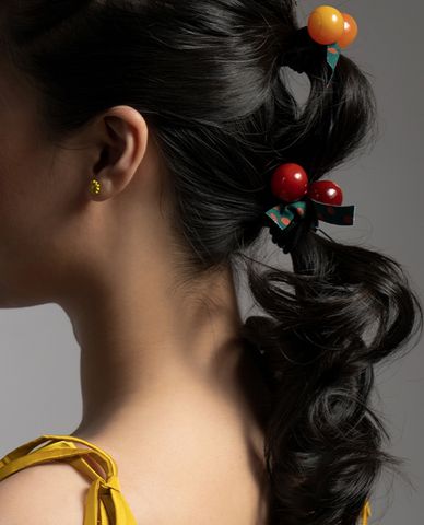  CECI - Dây thun cột tóc nữ ruy băng và quả cherry thời trang 