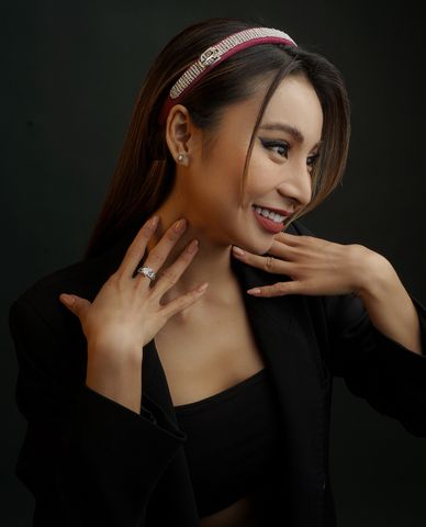  CECI - Băng đô cài tóc nữ bọc vải đính đá lấp lánh 