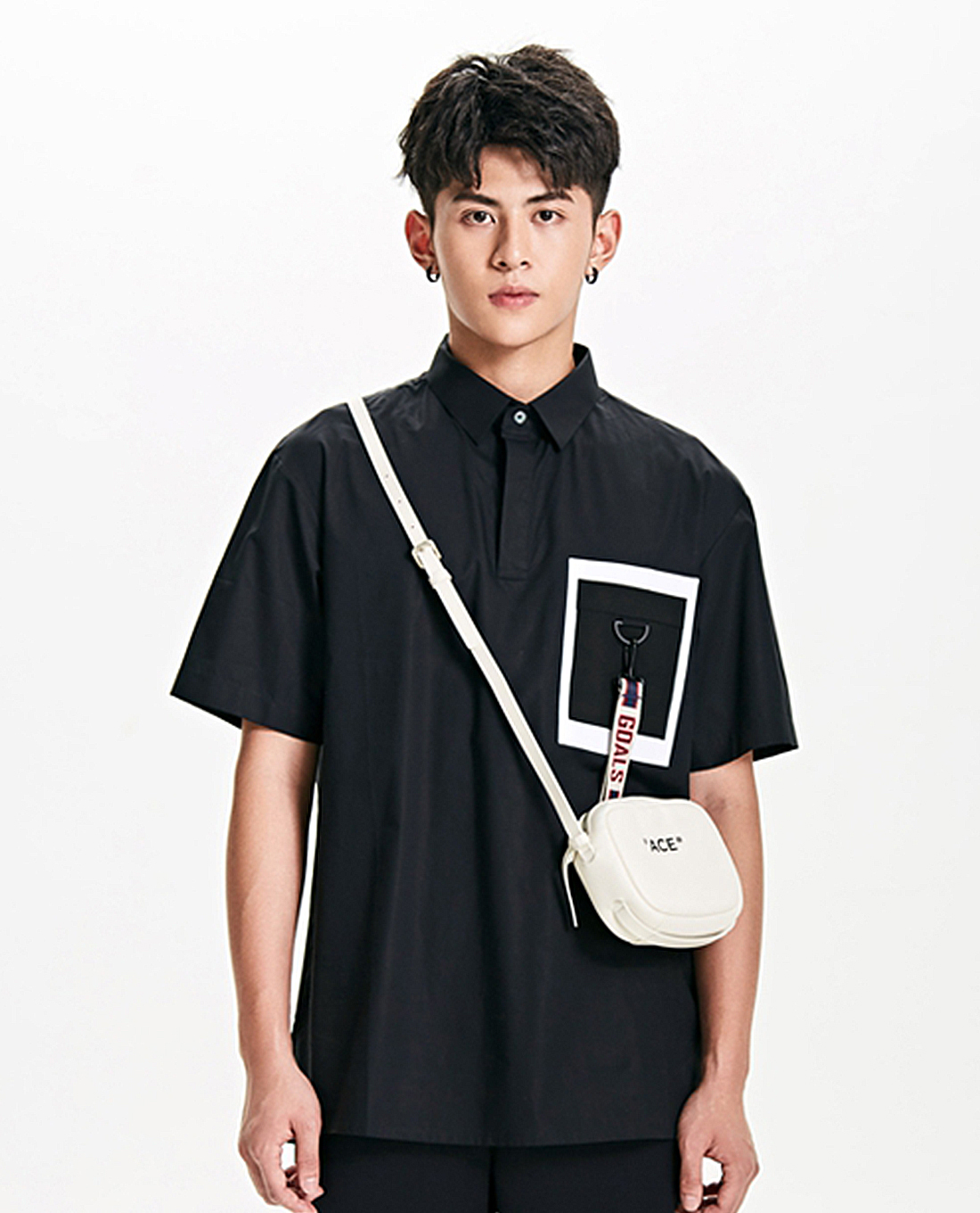 Áo sơ mi tay ngắn phối túi dây Pullover Autumn