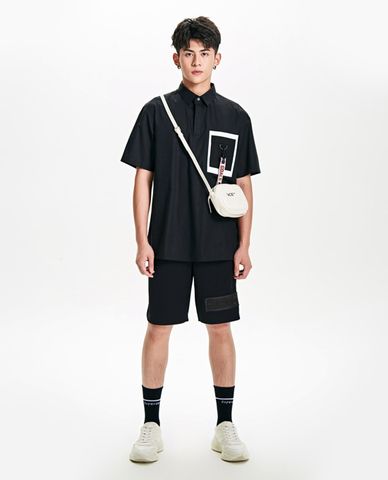  Áo sơ mi tay ngắn phối túi dây Pullover Autumn 