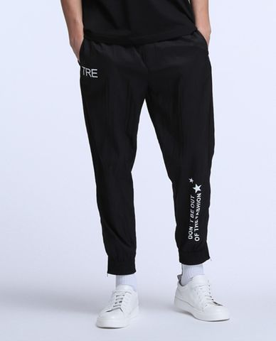  TRENDIANO - Quần Jogger nam ống bo thun phối khóa kéo in chữ 