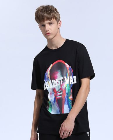  TRENDIANO - Áo thun nam cổ tròn tay ngắn in chữ "Against War" 