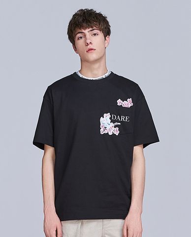  Áo thun nam cổ tròn Black Casual Short 