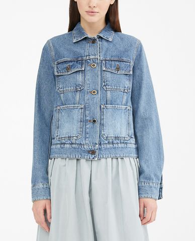  WEEKEND MAX MARA - Áo khoác denim nữ túi hộp thời trang 