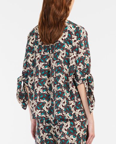  WEEKEND MAX MARA - Áo kiểu nữ cổ tròn tay lỡ họa tiết hoa văn 