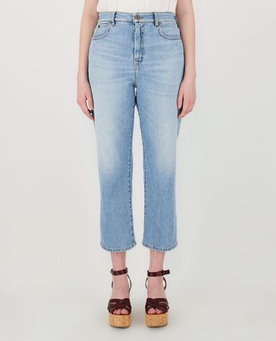  WEEKEND MAX MARA - Quần jeans nữ denim phom suông lửng thời trang 