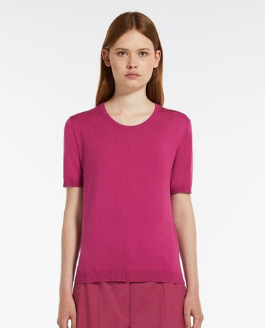  WEEKEND MAX MARA - Áo dệt kim phom ôm cổ tròn tay ngắn Zibetto 