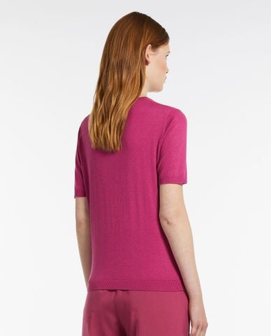  WEEKEND MAX MARA - Áo dệt kim phom ôm cổ tròn tay ngắn Zibetto 