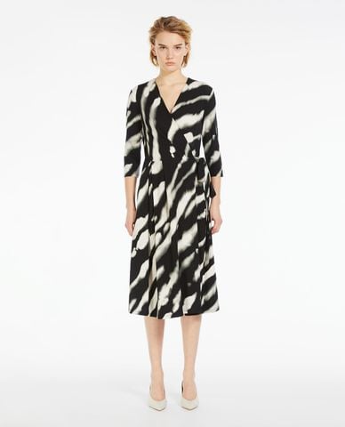  WEEKEND MAX MARA - Đầm midi cổ V tay dài vạt chéo kèm thất lưng Doria 