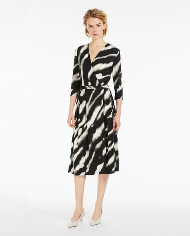  WEEKEND MAX MARA - Đầm midi cổ V tay dài vạt chéo kèm thất lưng Doria 