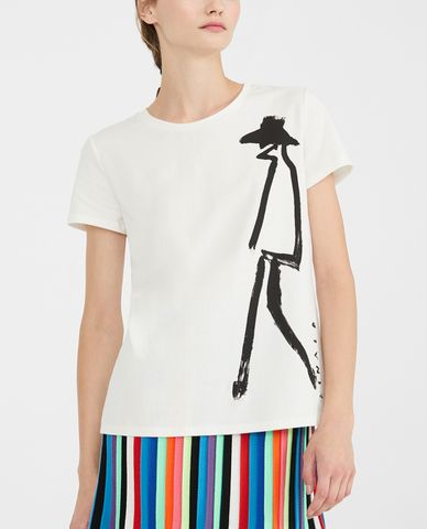  WEEKEND MAX MARA - Áo thun nữ cổ tròn tay ngắn Flutterflies 