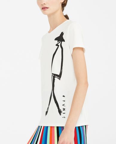  WEEKEND MAX MARA - Áo thun nữ cổ tròn tay ngắn Flutterflies 