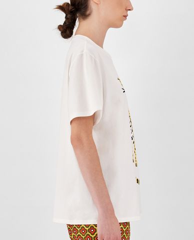  WEEKEND MAX MARA - Áo thun nữ tay ngắn cổ tròn phối hình in Cotton Jersey 