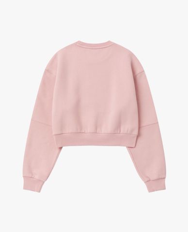  NERDY - Áo sweatshirt nữ cổ tròn tay dài phom croptop Lovely Letter Brushed 