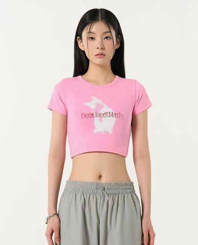  NERDY - Áo croptop nữ cổ tròn tay ngắn Diro 