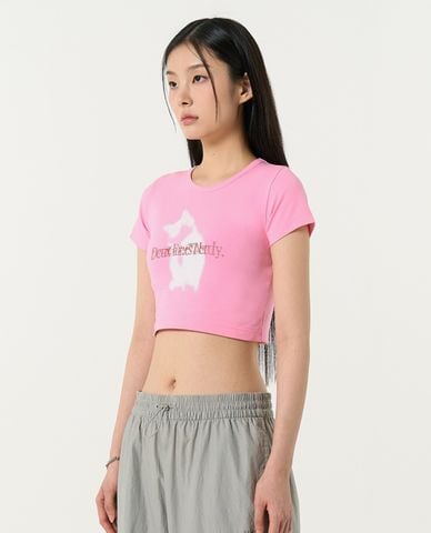  NERDY - Áo croptop nữ cổ tròn tay ngắn Diro 