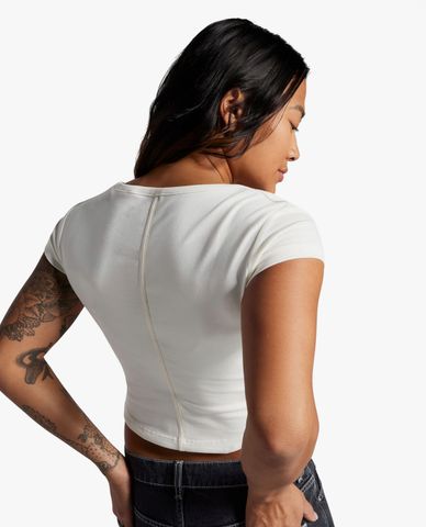  CONVERSE - Áo croptop nữ cổ vuông tay ngắn Wordmark Corset 