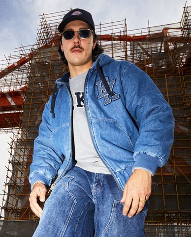  DICKIES - Áo khoác denim nam tay dài phối logo thời trang 