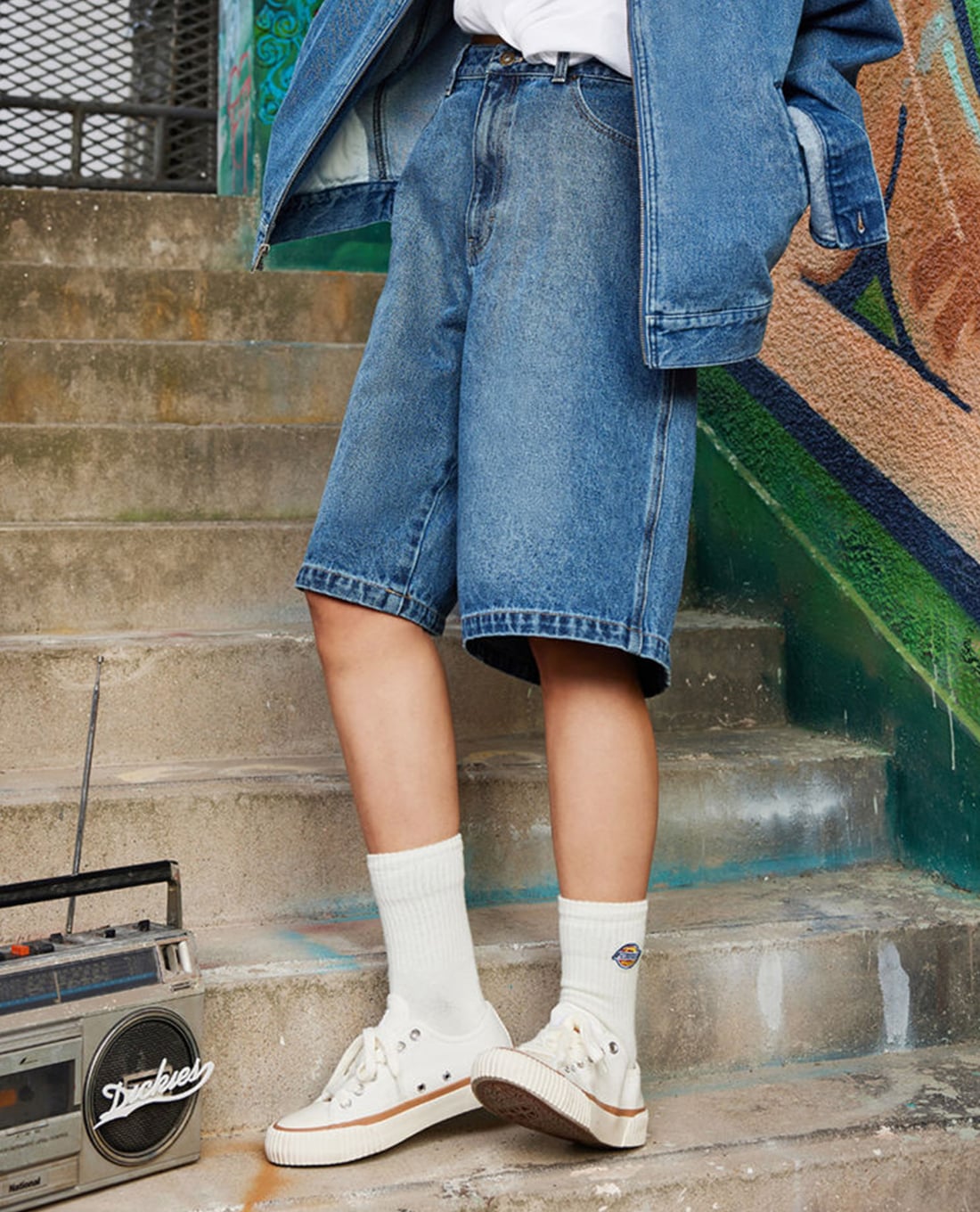 DICKIES - Quần short jeans nam ngang gối