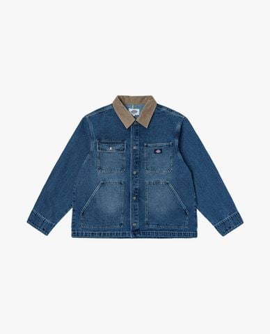  DICKIES - Áo khoác denim unisex tay dài phối túi 
