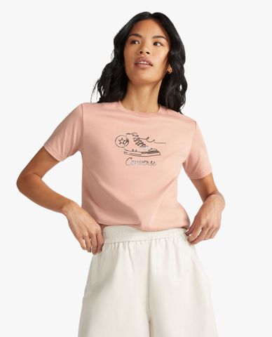  CONVERSE - Áo thun nữ cổ tròn tay ngắn Sneaker Inspo 