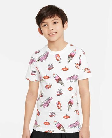  NIKE - Áo thun trẻ em cổ tròn tay ngắn in họa tiết 