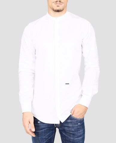  DSQUARED2 - Áo sơ mi nam tay dài cổ trụ Mandarin Collar 