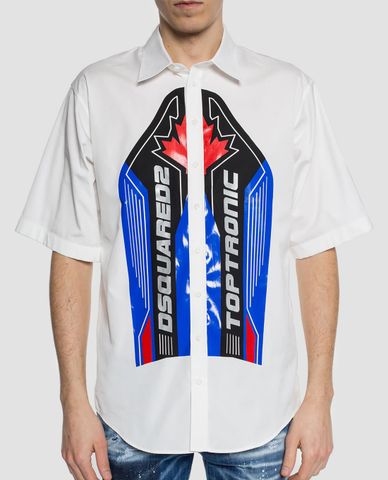  DSQUARED2 - Áo sơ mi nam tay ngắn in logo Top Tronic 