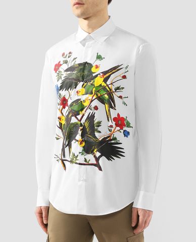  DSQUARED2 - Áo sơ mi nam tay dài in hình White Botanic Eden 