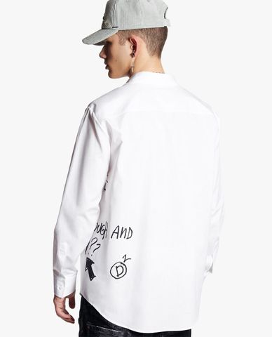 DSQUARED2 - Áo sơ mi nam cổ bẻ tay dài Relaxed Dan Graffiti 