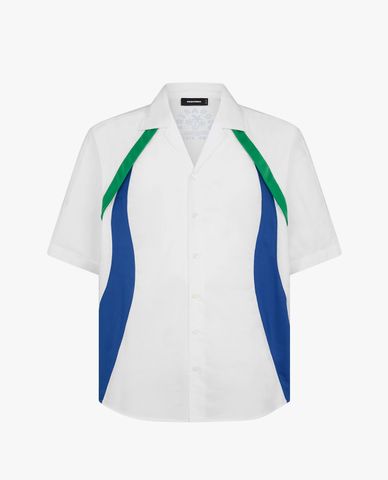  DSQUARED2 - Áo sơ mi nam tay ngắn phối màu Sporty Waves Notch Collar 