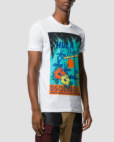  DSQUARED2 - Áo thun nam in họa tiết Hula Dance 
