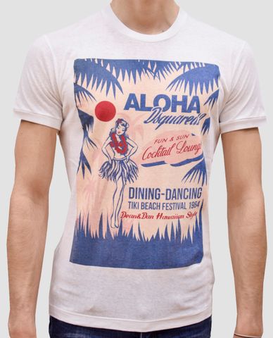  DSQUARED2 - Áo thun nam ngắn tay cổ tròn Aloha Bianco 