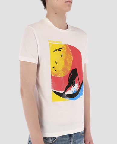  DSQUARED2 - Áo thun nam ngắn tay cổ tròn in hình Surfed 