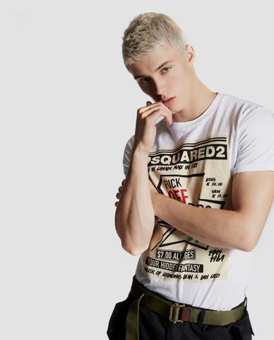  DSQUARED2 - Áo thun nam cổ tròn ngắn tay White Cotton 