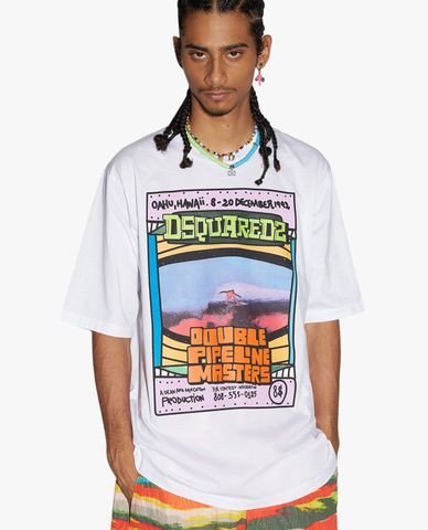  DSQUARED2 - Áo thun nam cổ tròn tay ngắn D2 Surf Skater 